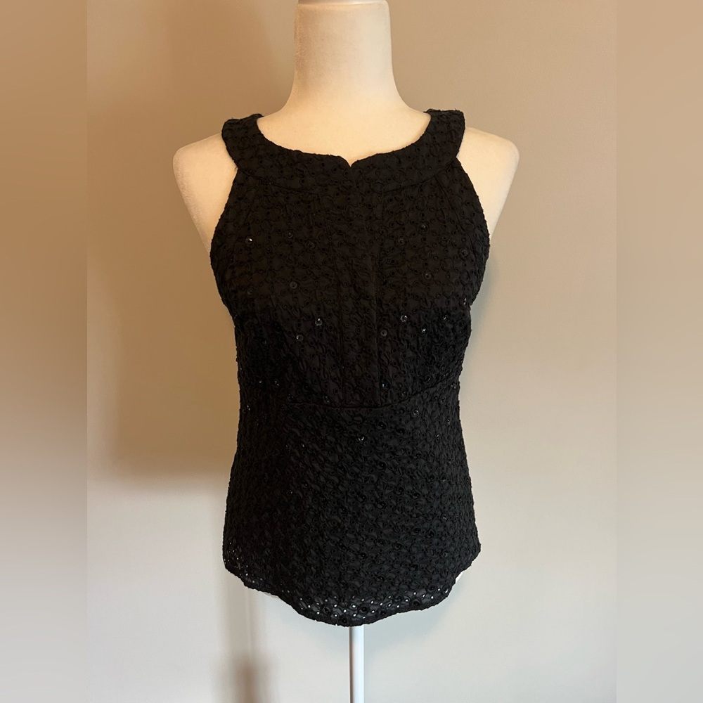 Lafayette 148 New York Black Sequin Tank Top size 2